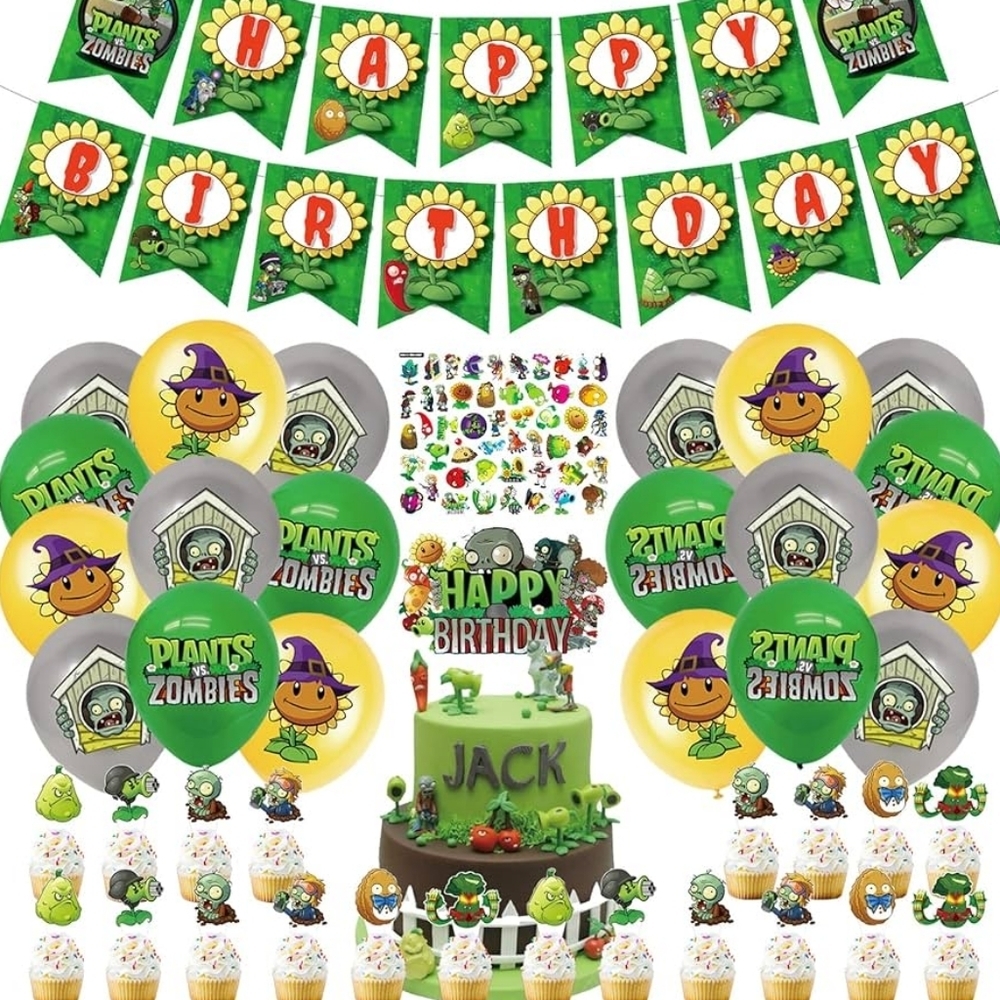 100 Pcs Plants Vs Zombies Birthday Party Supplies lot- New